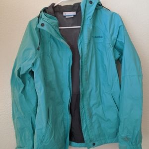 Teal Columbia Rain Jacket Wind Breaker Waterproof
